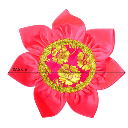 10.8 Inch Graceful Satin Lotus Design Pooja Mat