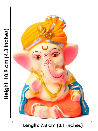 4 Inch Adorable Colorful Bal Ganesha With Pagdi Idol