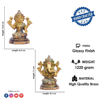 4.1 Inch Divine Brass Lakshmi Ganesh Murti