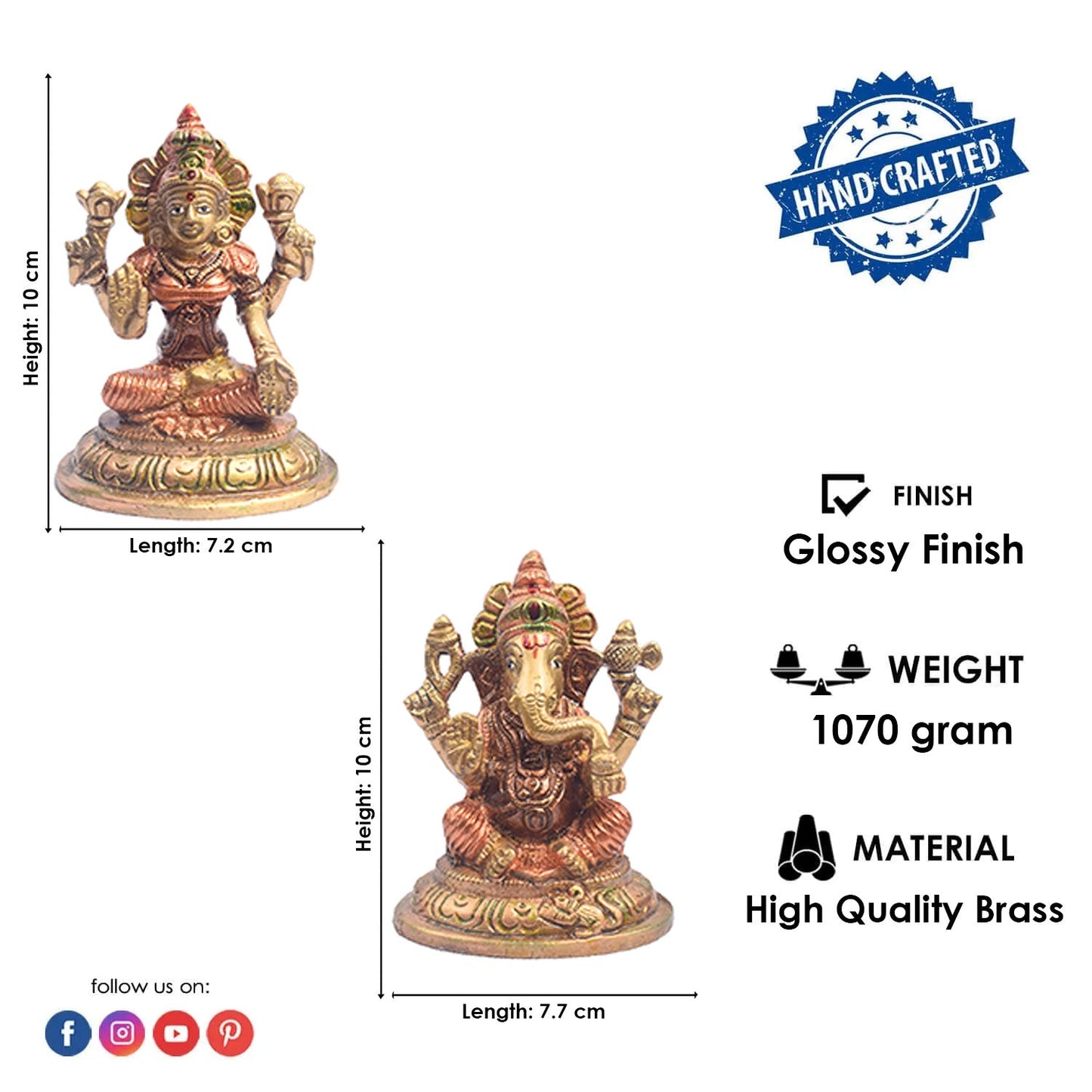 3.9 Inch Elegant Brass Lakshmi Ganesh Idol