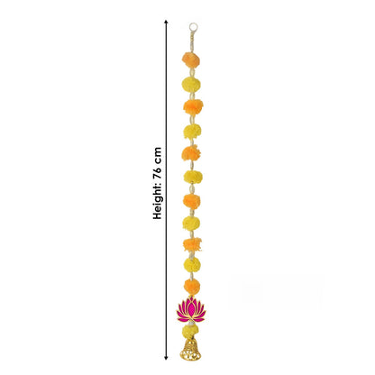 Marigold Lotus Hanging with Golden Bells – Ethnic Festival Decor