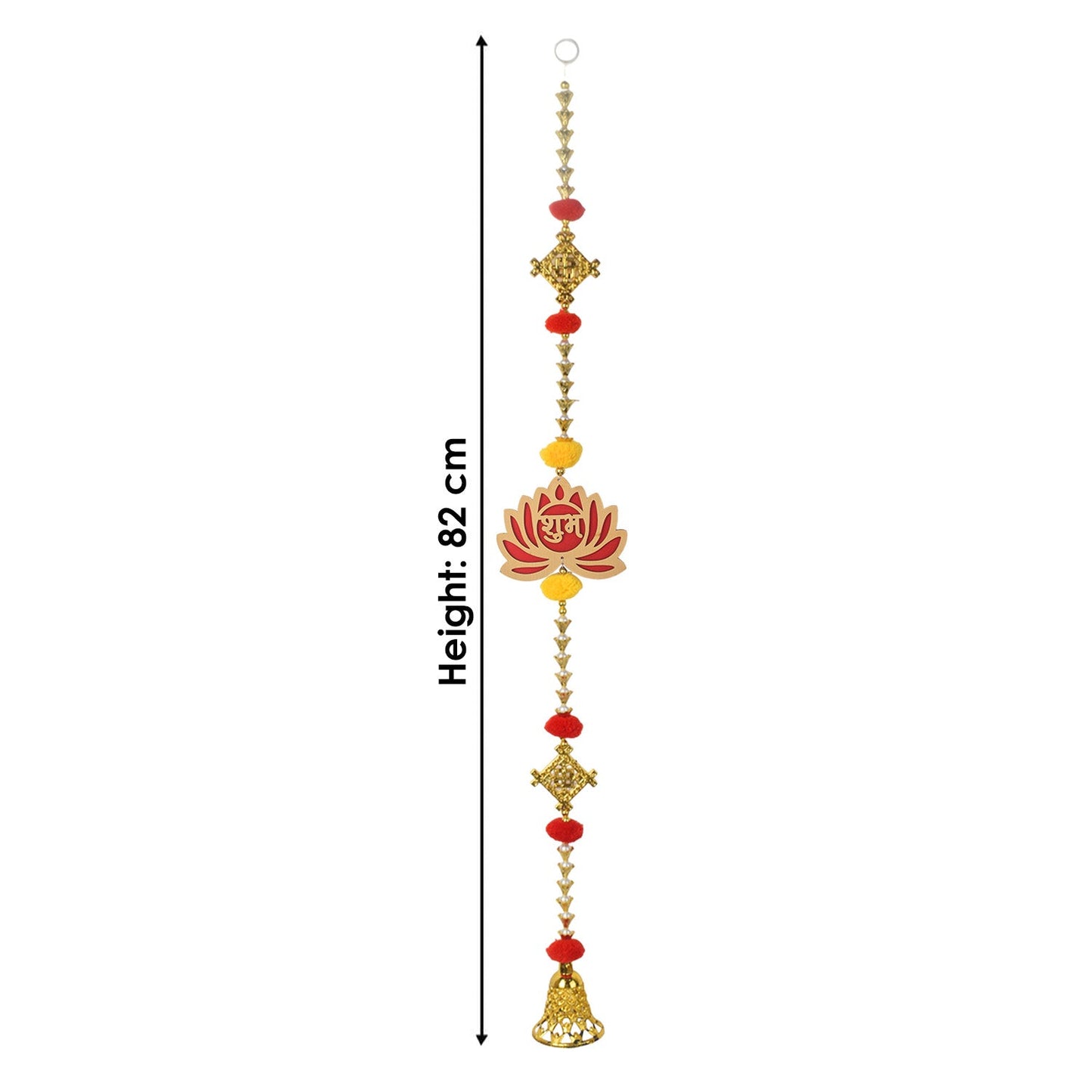 Auspicious Lotus and Swastik Wall Hanging with Bell