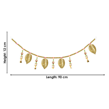Golden Toran with Ganesha Leaf and Bell Latkan Decor