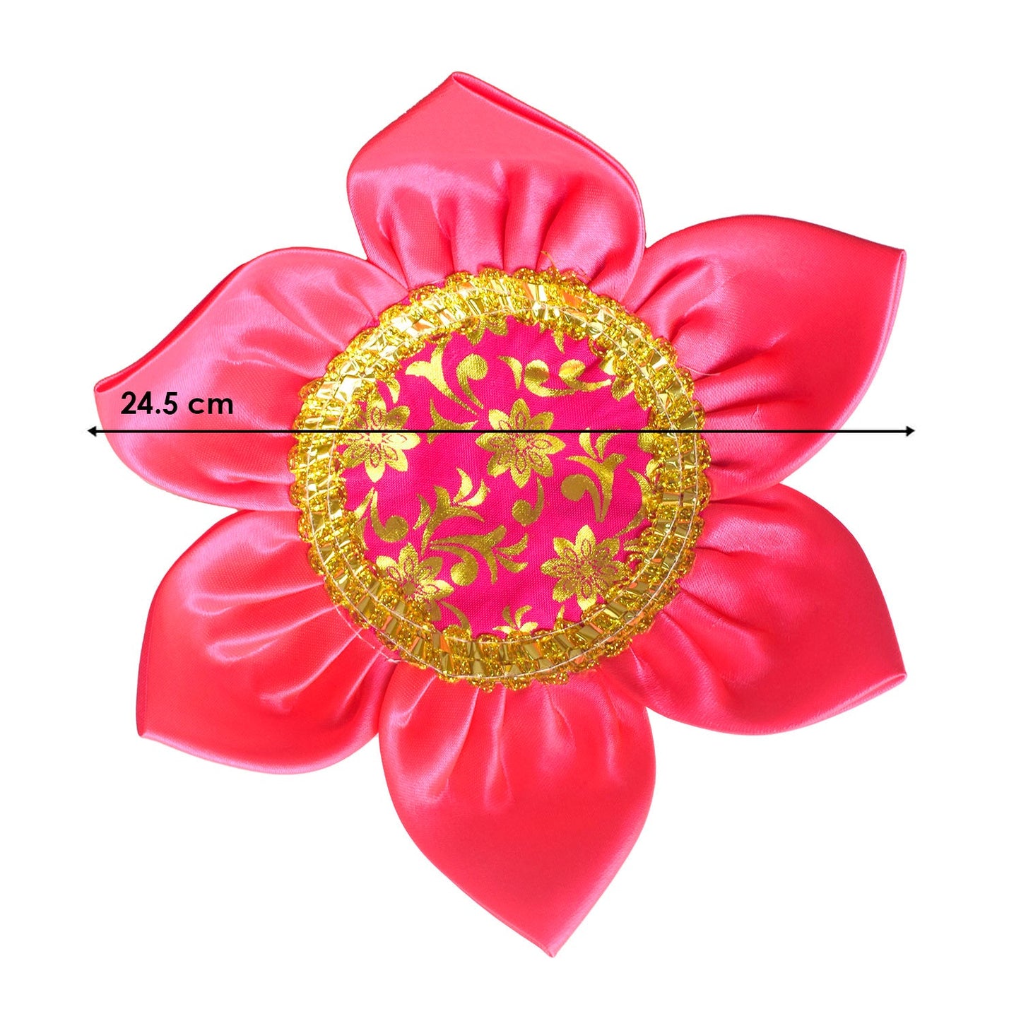 9.6 Inch Beautiful Satin Lotus Aasan for Home Temple
