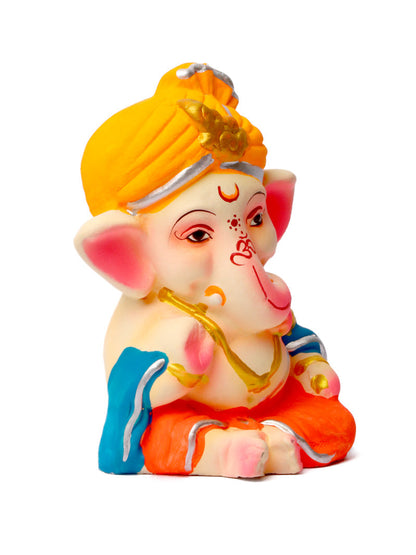 4 Inch Adorable Colorful Bal Ganesha With Pagdi Idol