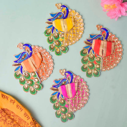 Peacock Embroidered Stonework Laddu Gopal Dress (Size 0 to 2)