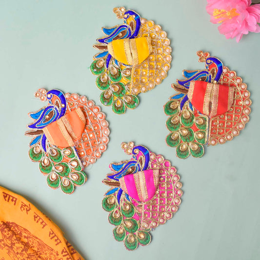 Peacock Embroidered Stonework Laddu Gopal Dress (Size 0 to 2)