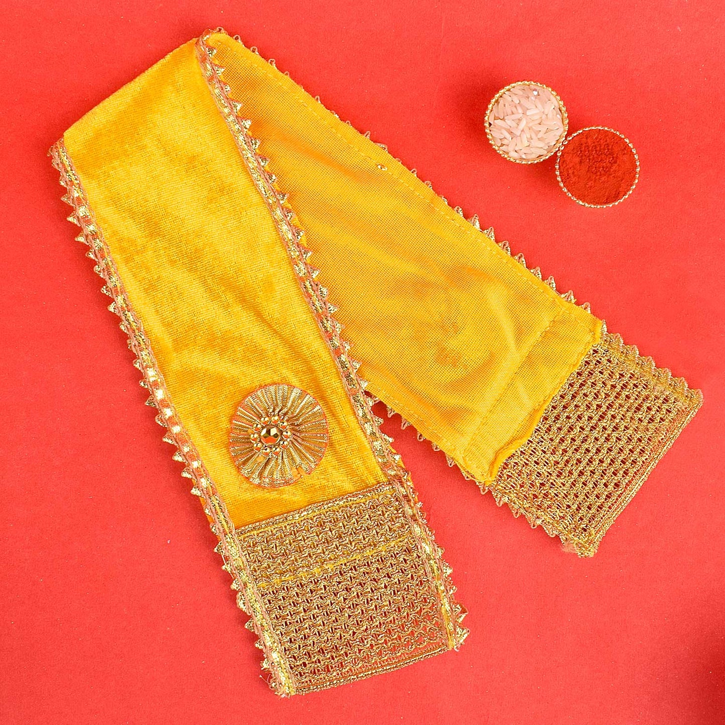 Premium Yellow Angvastra/Patka/Duppata Temple and Ritual