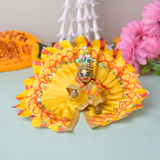 Radiant Yellow Laddu Gopal Dress with Golden Gota